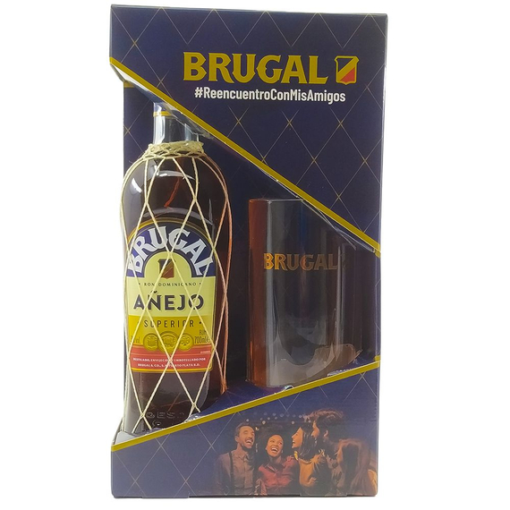 Brugal Anejo rum díszdobozban 1 pohárral (0,7L / 38%)