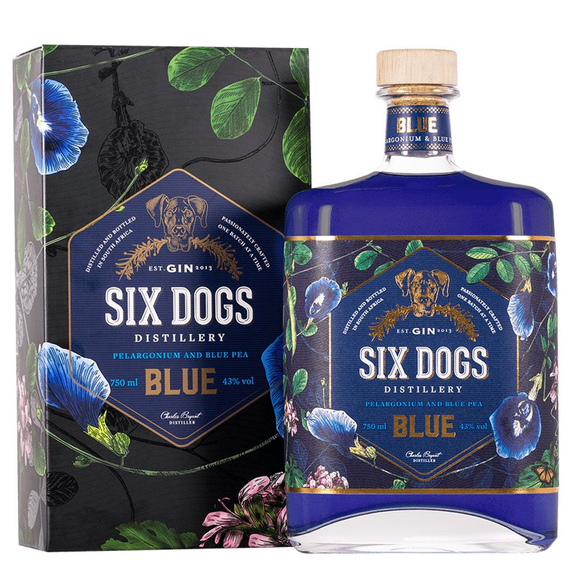 Six Dogs Blue gin díszdobozban (0,7L / 43%)