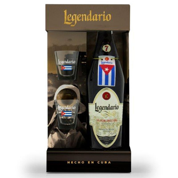 Legendario Elixir de Cuba 7 éves rum díszdobozban 2 pohárral (0,7L / 34%)