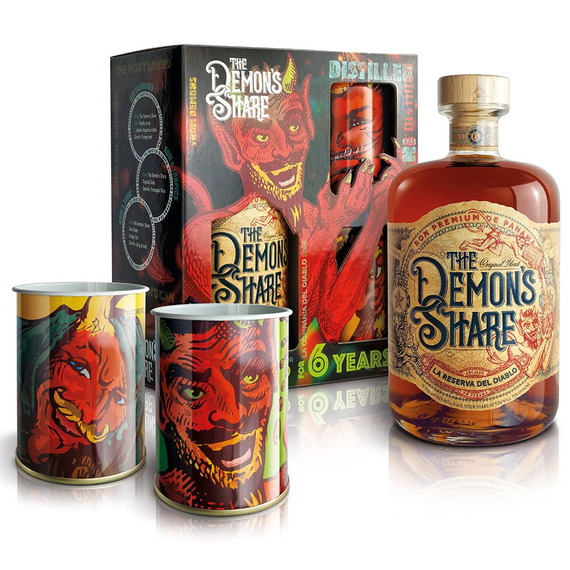 The Demons Share 6 éves rum ajándékcsomag két alumínium pohárral (0,7L / 40%)
