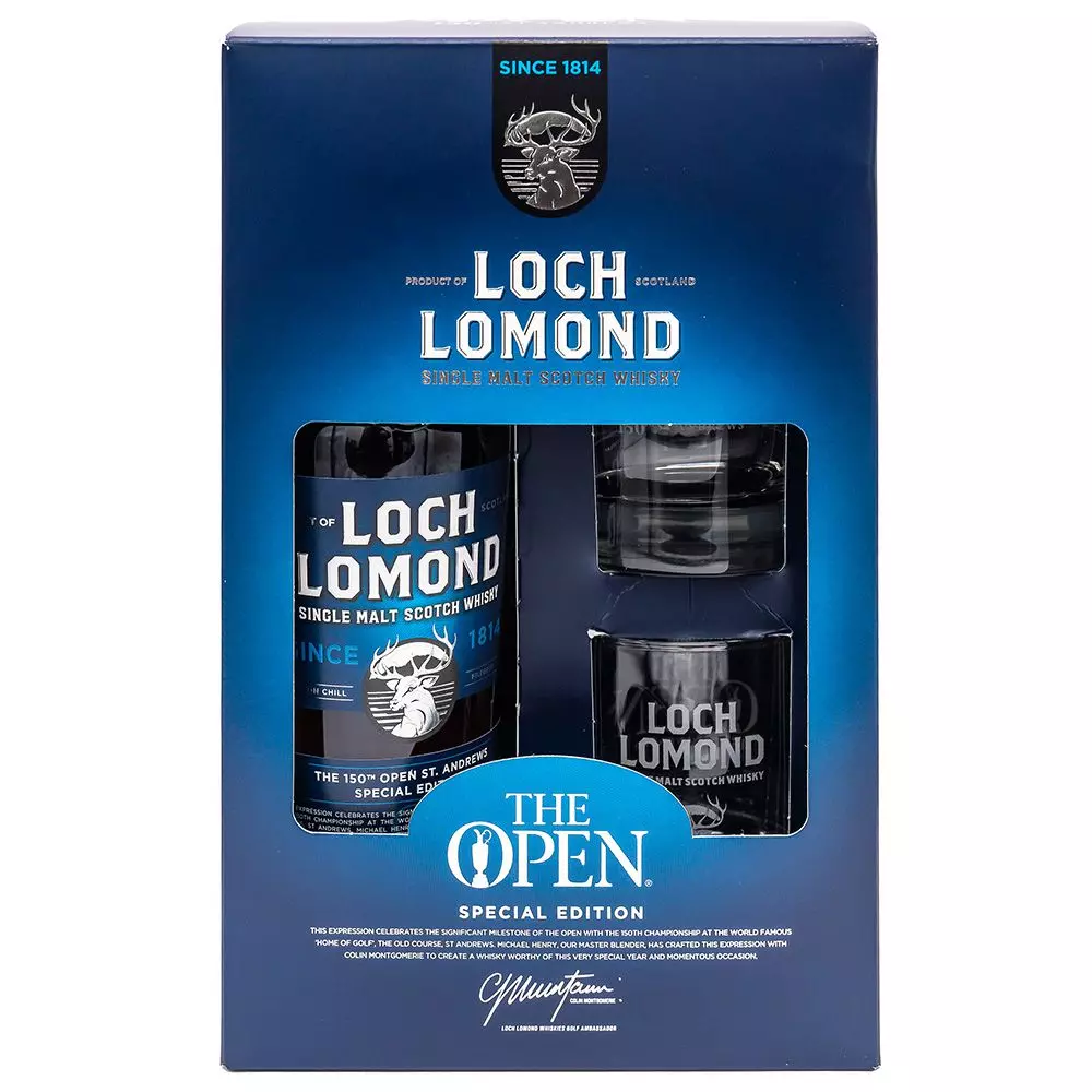 Loch Lomond 150th Open Special Edition díszdobozban két pohárral (0,7L / 46%)