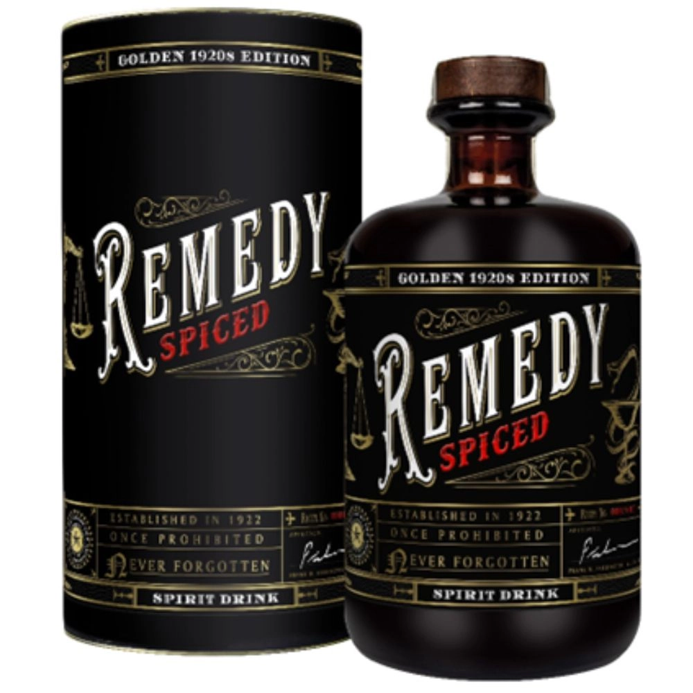 Remedy Spiced Golden 20's Edition rum fekete díszdobozban (0,7L / 41,5%)