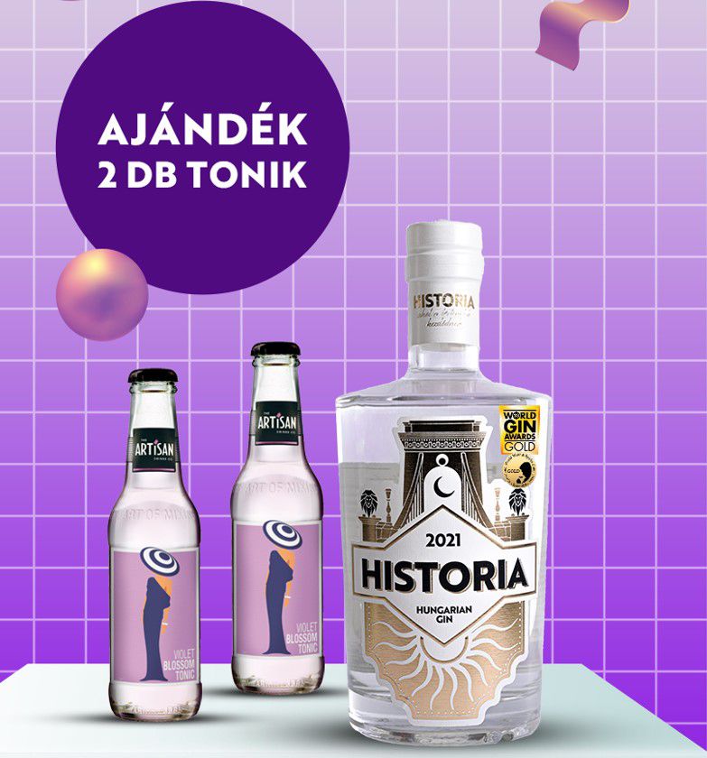 Historia gin (0,7L / 42%) + 2 ajándék Artisan Violet Blossom Tonic (2x0,2L)