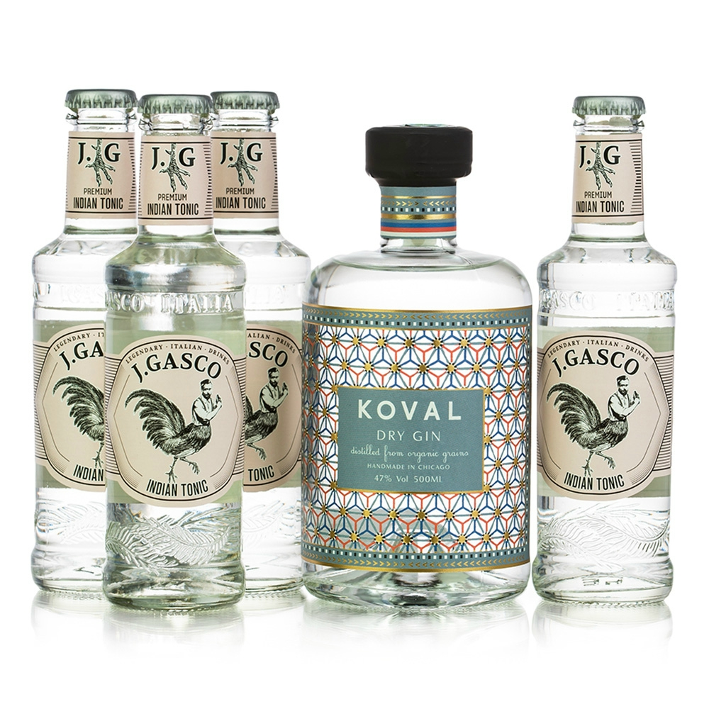 Koval gin + 4 db J.Gasco Indian Tonic (0,5L + 4X0,2L / 47%)
