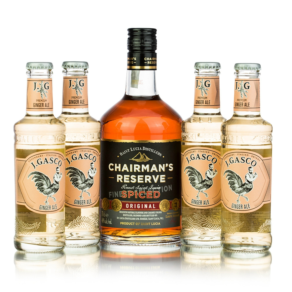 Chairmans Reserve Spiced + 4 db J.Gasco Ginger Ale rum (0,7L +4X0,2L / 40%)