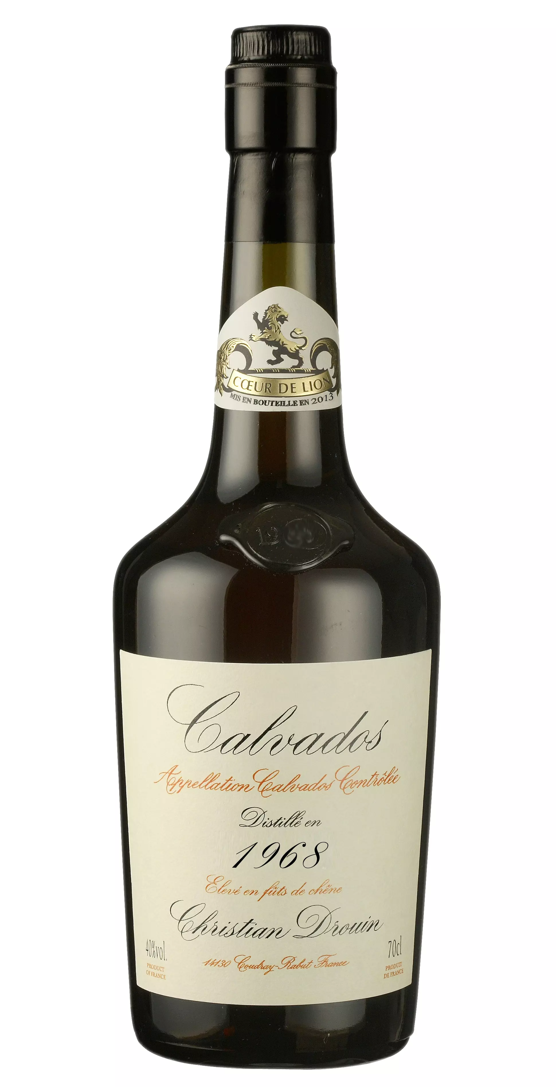 Calvados Christian Drouin 1968 fadobozban (0,7 l, 40%)